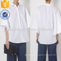 White Short Sleeve Oversized Poplin Cotton Shirt Manufacture Wholesale Fashion Women Apparel (TA4059B)